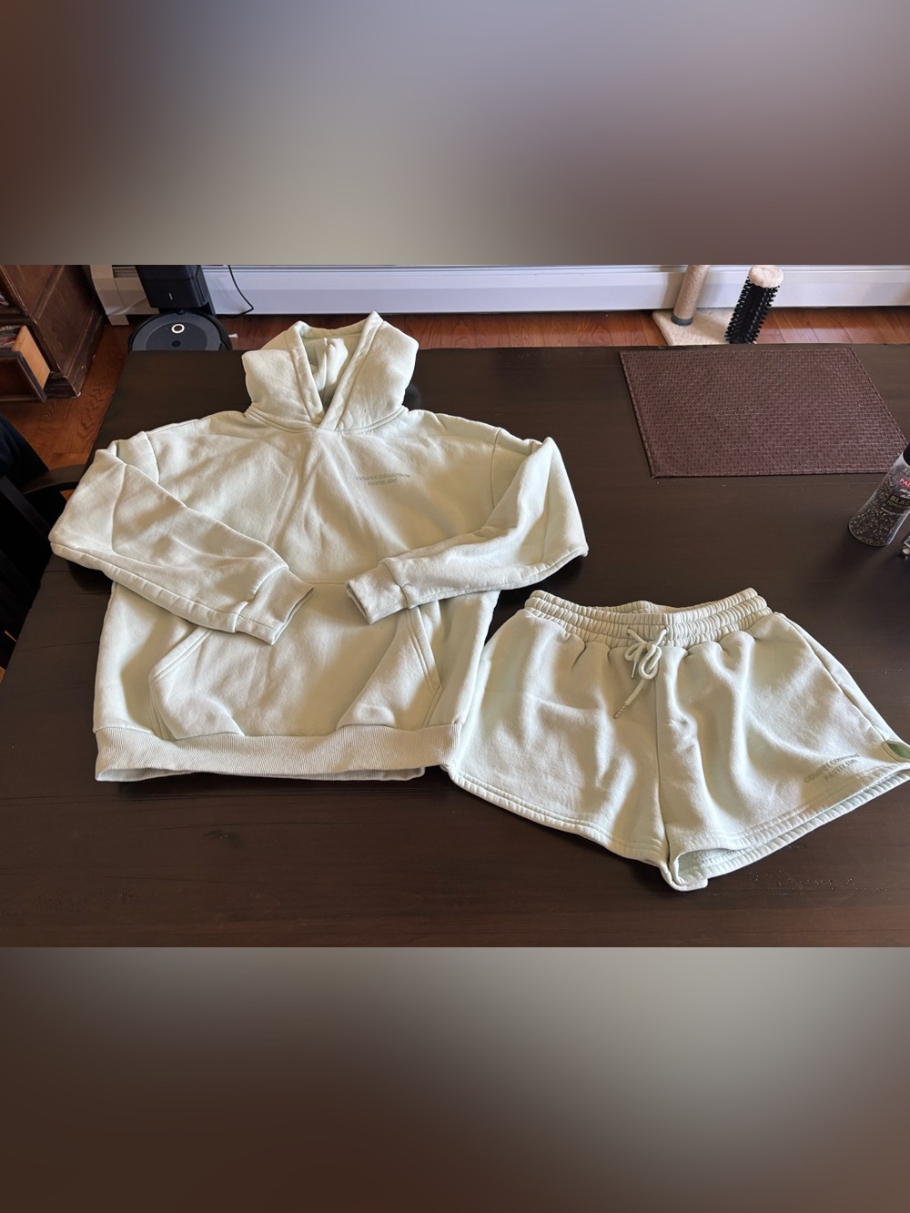 Comfrt  mint green pastel  Hoodie & Shorts Set
